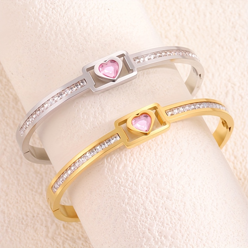 Casual Style Heart-Shaped Rhinestone Bracelet